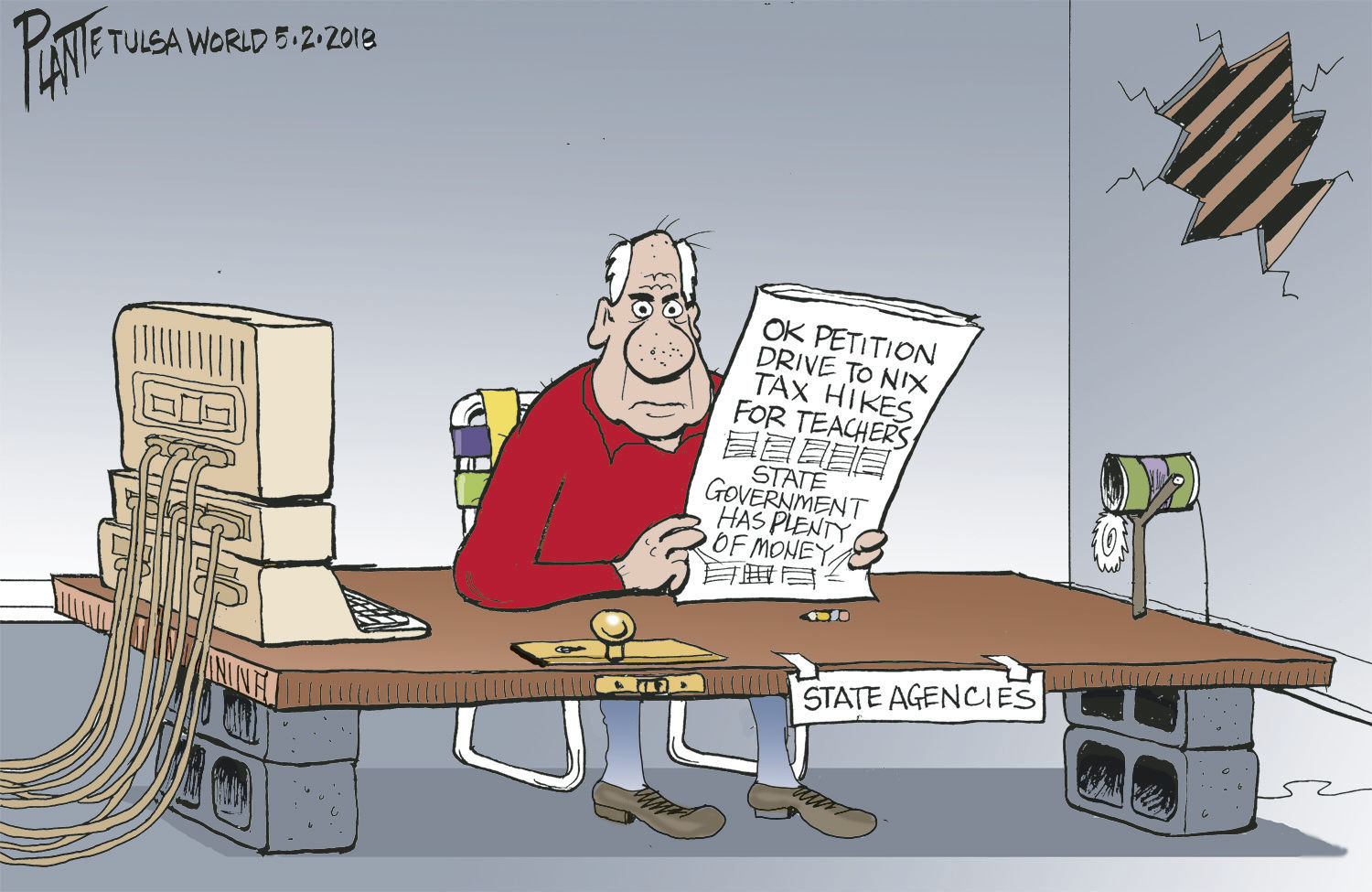 Bruce Plante Cartoon: OK petition to nix teachers' pay